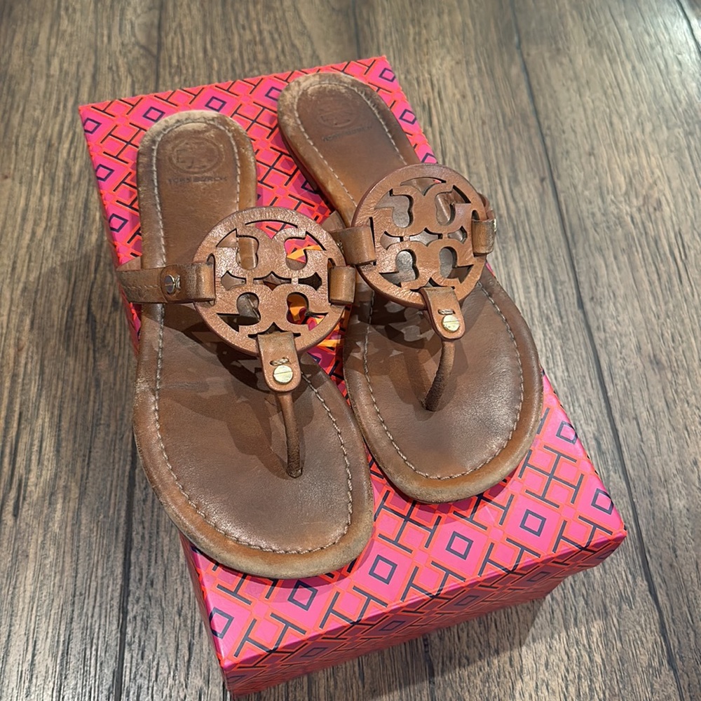 Tory Burch Miller Leather Thong Sandals - Vintage Vachetta